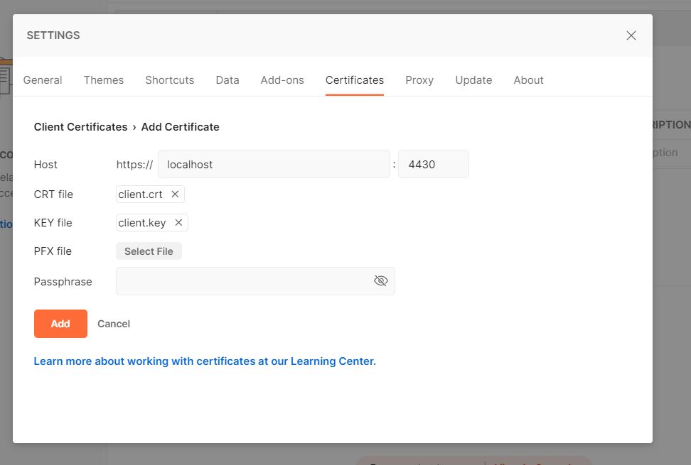 Screenshot of client certificate details in PHP
