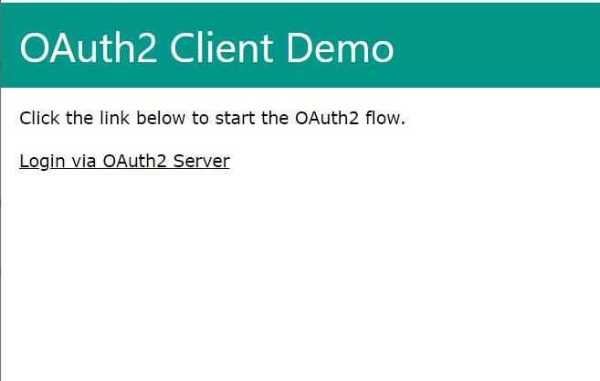 Screenshot showing OAuth2 client home page