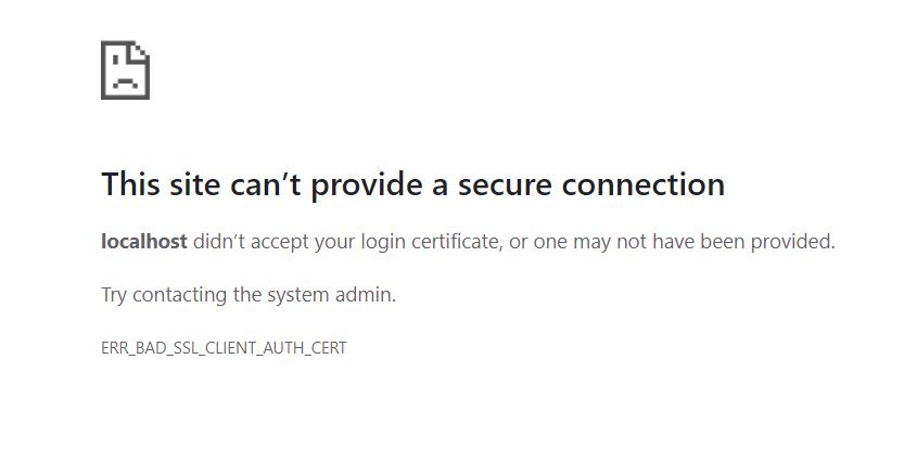 Screenshot of unauthenticated client error