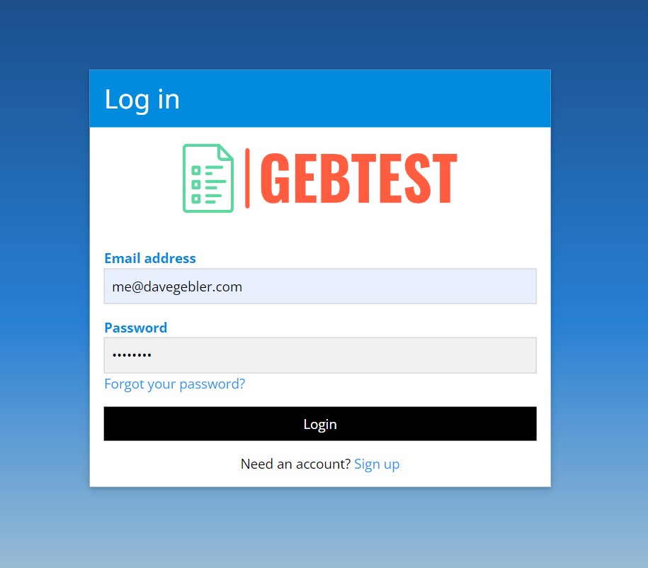 Screenshot showing OAuth2 server login page with credentials